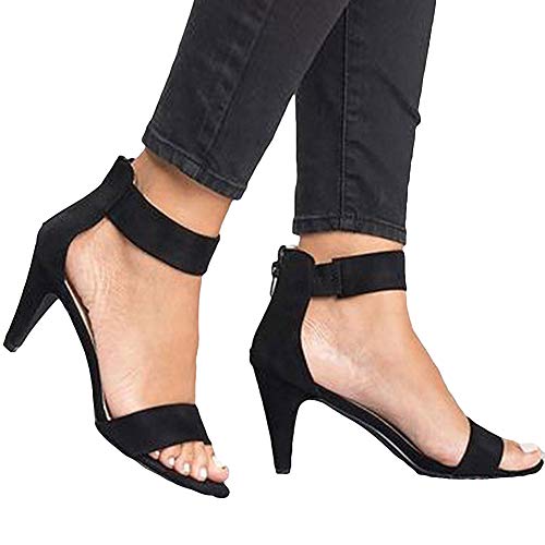Porfeet Damen Sandalen, Sommer Open Toe Stiletto Ferse Knöchelriemen Bac-k Zi-p Plus Size Sandalen Damenschuhe Schwarz 37 Porfeet Damen Sandalen, Sommer Open Toe Stiletto Ferse Knöchelriemen Bac-k Zi-p Plus Size Sandalen Damenschuhe Schwarz 37 von Porfeet