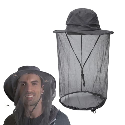 Moskito Kopfnetz Sonnenhut Eimer Hut mit verstecktem Netznetzschutz vor Bug Bee Midge Net Head Cover für Männer Frauen von Porgeel