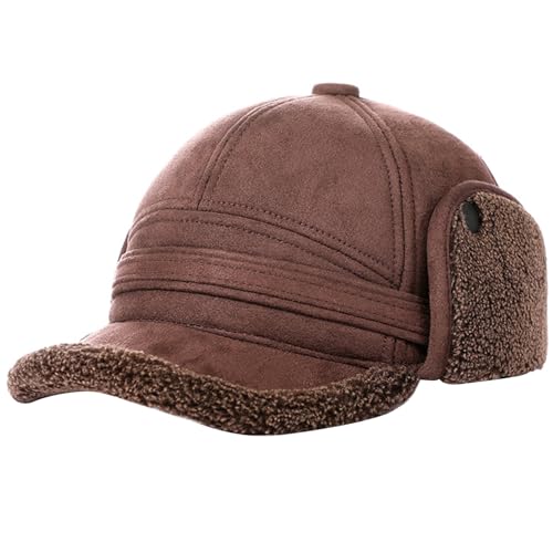 Porgeel Winterkappen für alte Männer Frauen Dicker Warmer Winter Baseballkappe mit Ohrschrott mit gemütlichen Kunstpelzfutter atmungsaktiven Trapper -Hut für kaltes Wetter Outdoor Aktivitäten Kaffee von Porgeel