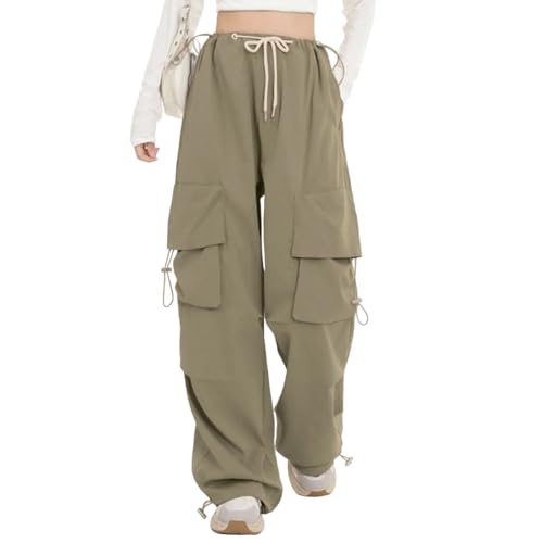 Jeans Damen Hose Jeanshose Female Women Baggy Cargohose Für Damen, Größe S, Khaki von Portakmer