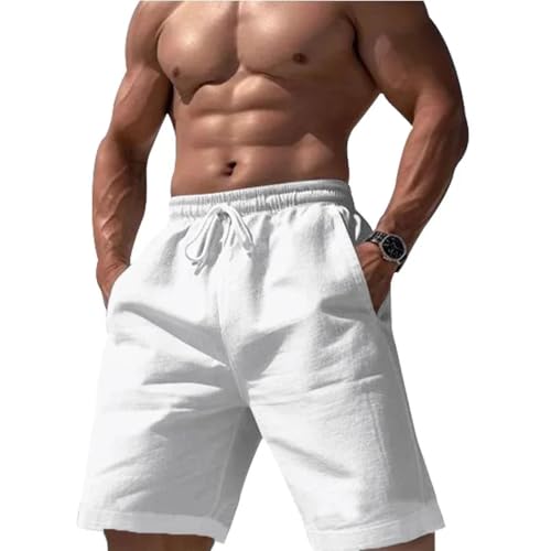 Portakmer Herren Shorts Kurze Hose Cargo Jeans Running Outdoor Baumwolle Baumwollshorts Für Herren S Weiß von Portakmer