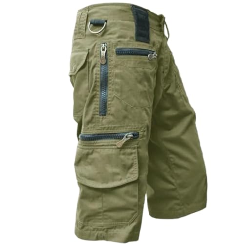 Portakmer Herren Shorts Kurze Hose Cargo Jeans Running Outdoor Baumwolle Herren Cargo Shorts S Grün von Portakmer