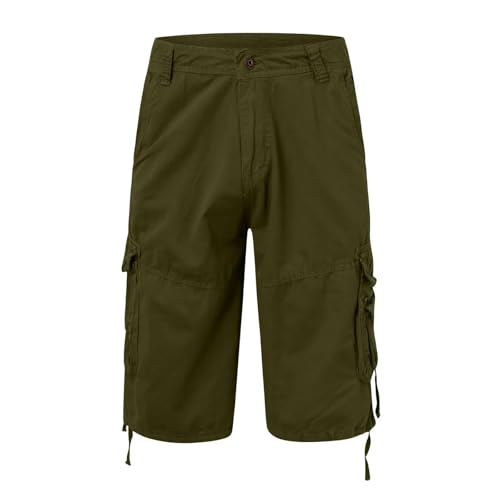 Portakmer Herren Shorts Kurze Hose Cargo Jeans Running Outdoor Baumwolle Herren Cargo Shorts XXXL Grün von Portakmer