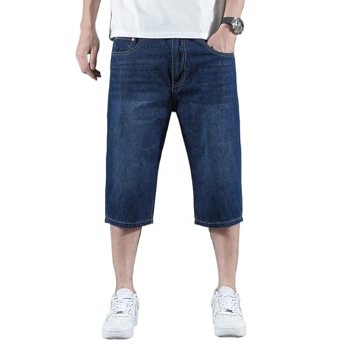 Portakmer Herren Shorts Kurze Hose Cargo Jeans Running Outdoor Baumwolle Herren Jeansshorts Asia48 Mittelblau von Portakmer