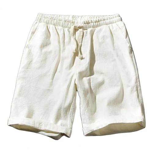 Portakmer Herren Shorts Kurze Hose Cargo Jeans Running Outdoor Baumwolle Lässige Shorts Gerade L Weiss von Portakmer