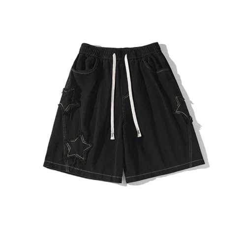 Portakmer Herren Shorts Kurze Hose Cargo Jeans Running Outdoor Baumwolle Shorts Für Herren M45-55Kg Schwarz von Portakmer