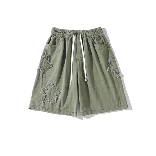 Portakmer Herren Shorts Kurze Hose Cargo Jeans Running Outdoor Baumwolle Shorts Für Männer Xxxl85-95Kg Grün von Portakmer