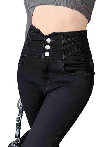 Portakmer Jeans Damen Hose Jeanshose Female Women Damen Jeans XL Schwarz von Portakmer