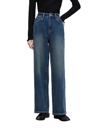 Portakmer Jeans Damen Hose Jeanshose Female Women Straight Leg Jeans Für Damen M Blau von Portakmer