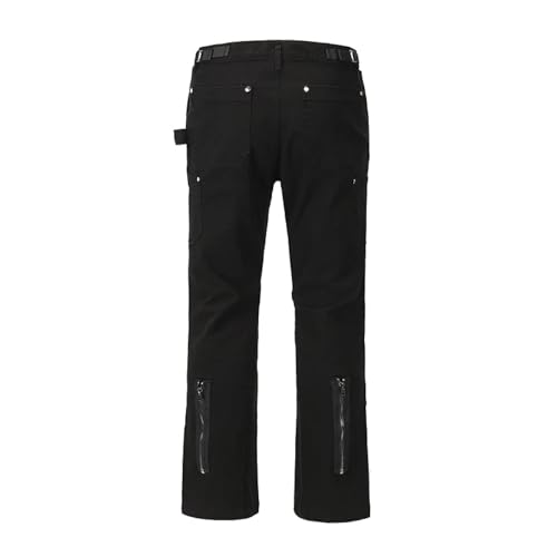 Portakmer Jeans Herren Hose Jeanshose Neue Gerade Jeanshose Mit Reißverschluss Hinten Für Herren, Gewaschene Jeanshose, Größe L, Schwarz von Portakmer