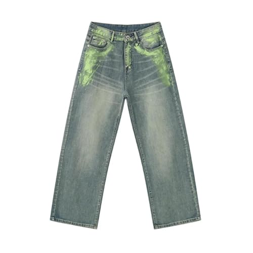 Portakmer Jeans Herren Hose Jeanshose Neue Herren Gerade Jeanshose Weites Bein Hose Asiatische Größe XL Blau von Portakmer