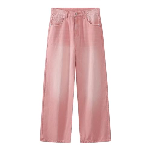 Portakmer Jeans Herren Hose Jeanshose Neue Herren Jeans Straight Wide Leg Hose Asiatische Größe Xs Rosa von Portakmer