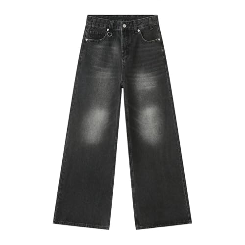 Portakmer Jeans Herren Hose Jeanshose Neue Herren Jeanshose, Gewaschen, Gerade, Weites Bein, Hose, Asiatische Größe XL, Schwarz/Grau von Portakmer