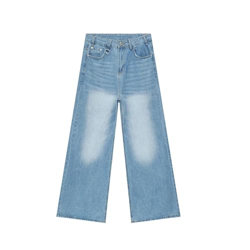 Portakmer Jeans Herren Hose Jeanshose Neue Herren Jeanshose, Gewaschen, Gerade, Weites Bein, Hose, Asiatische Größen, Hellblau von Portakmer