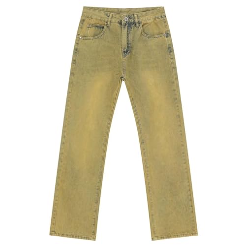 Portakmer Jeans Herren Hose Jeanshose Neue Herren Jeanshose In Gelb Mit Geradem Bein Und Waschung M Gelb von Portakmer