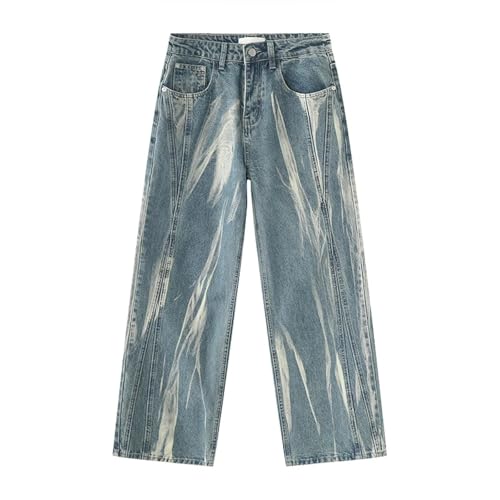 Portakmer Jeans Herren Hose Jeanshose Neue Herren Jeanshose Mit Weitem Bein, Asiatische Größe M, Blau von Portakmer