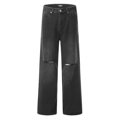 Portakmer Jeans Herren Hose Jeanshose Neue Herren Jeanshose Mit Weitem Bein, Gewaschen, Schwarz, Größe L, Schwarz von Portakmer