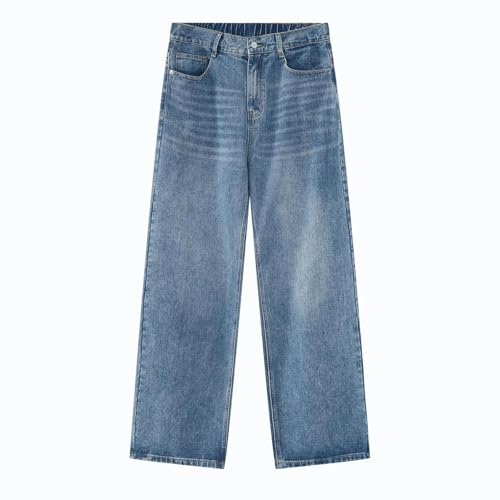 Portakmer Jeans Herren Hose Jeanshose Neue Jeans Herren Denim Hose Herren Blau Gerade Hose XL SkyBlue von Portakmer