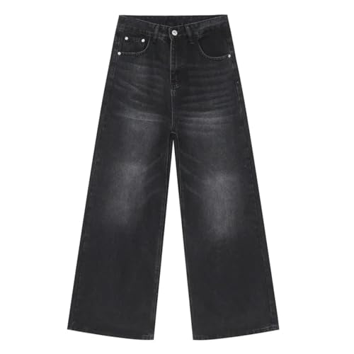 Portakmer Jeans Herren Hose Jeanshose Neue Jeans Herren Taschen Gerade Männliche Weite Bein Denim Hosen Asiatische Größe XL Schwarz-Grau von Portakmer