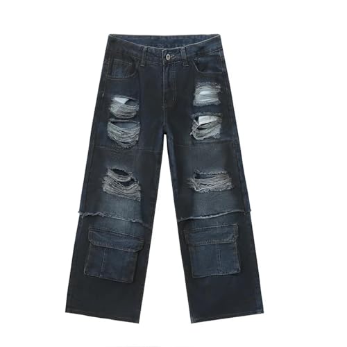 Portakmer Jeans Herren Hose Jeanshose Neue Straight Jeans Herren Denim Hose XL Blau von Portakmer