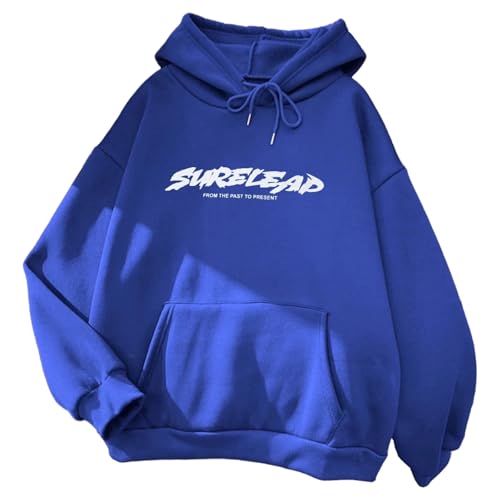 Portakmer Sweatshirts Kapuzenpullover Pullover Hoodies Hoodie Herren Damen Hoodie Für Herren S(45Kg-50Kg) Blau von Portakmer