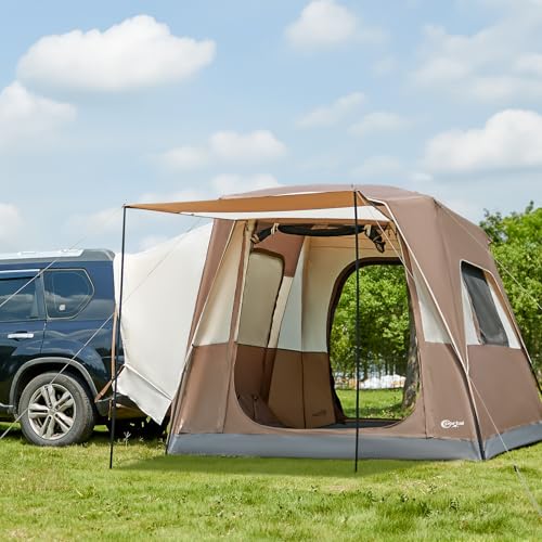 PORTAL Heckzelt 4-5 Personen 2 in 1 Auto Zelt mit Sonnensegel 305x245x220cm 3000mm wasserdicht Familienzelt Festivalzelt für Auto Reise Camping Braun PORTAL Heckzelt 4-5 Personen 2 in 1 Auto Zelt mit Sonnensegel 305x245x220cm 3000mm wasserdicht Familienzelt Festivalzelt für Auto Reise Camping Braun von Portal