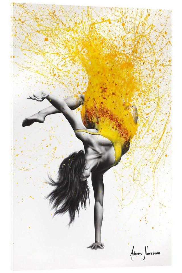 Posterlounge Acrylglasbild Ashvin Harrison, Break Dance im gelben Kleid, Malerei von Posterlounge