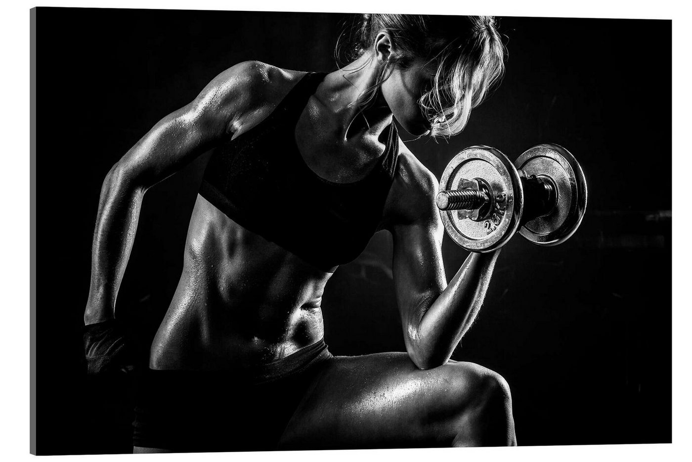 Posterlounge Acrylglasbild Editors Choice, Sportlerin mit Hantel II, Fitnessraum Fotografie von Posterlounge