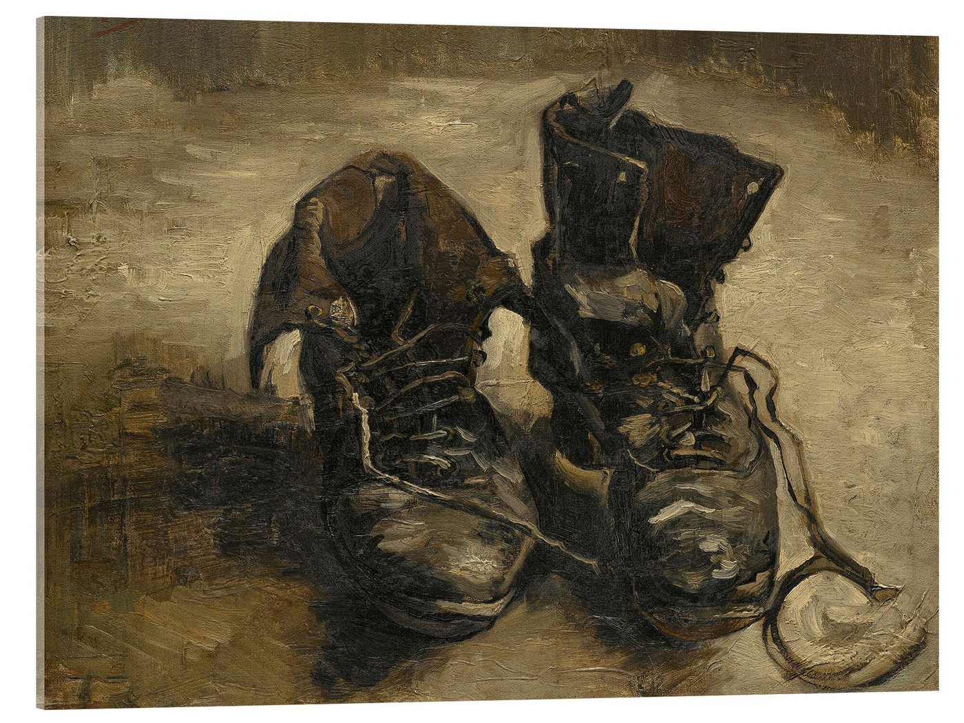 Posterlounge Acrylglasbild Vincent van Gogh, Schuhe, 1886, Wohnzimmer Malerei von Posterlounge