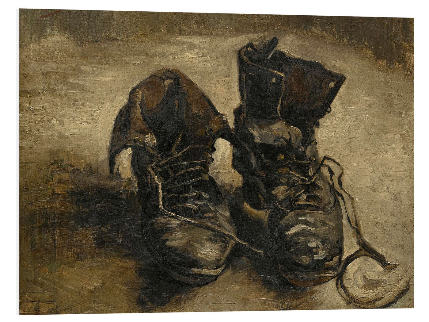 Posterlounge Forex-Bild Vincent van Gogh, Schuhe, 1886, Wohnzimmer Malerei von Posterlounge