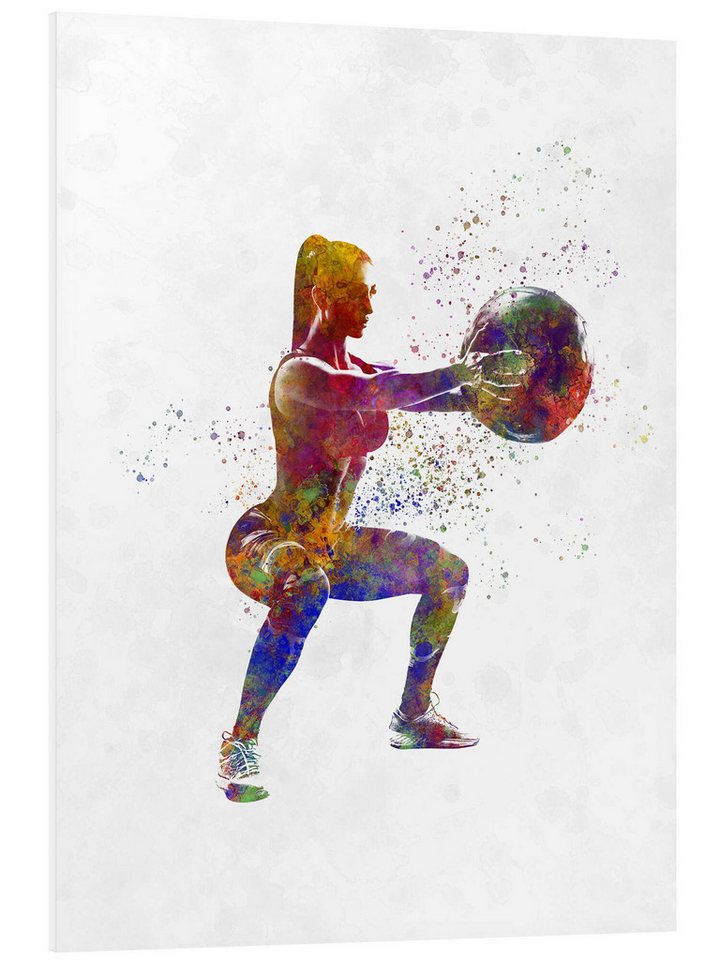 Posterlounge Forex-Bild nobelart, Fitness-Übung mit einem Ball, Fitnessraum Malerei von Posterlounge