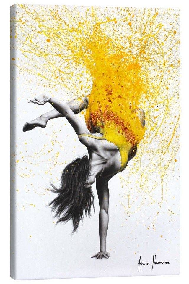 Posterlounge Leinwandbild Ashvin Harrison, Break Dance im gelben Kleid, Illustration Posterlounge Leinwandbild Ashvin Harrison, Break Dance im gelben Kleid, Illustration von Posterlounge