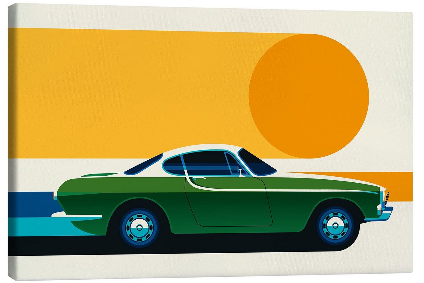 Posterlounge Leinwandbild Bo Lundberg, Green vintage sports car side, Lounge Digitale Kunst von Posterlounge