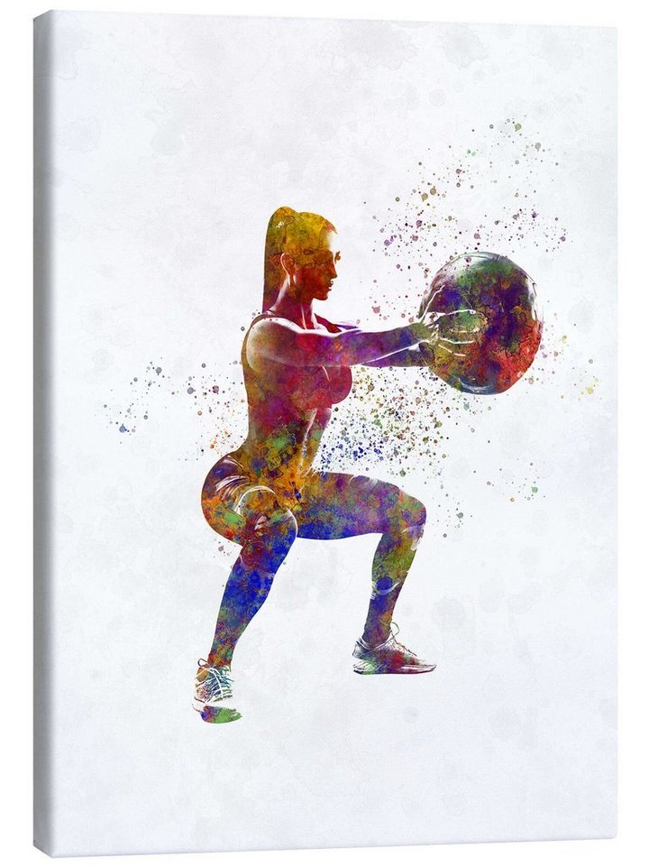 Posterlounge Leinwandbild nobelart, Fitness-Übung mit einem Ball, Fitnessraum Illustration von Posterlounge