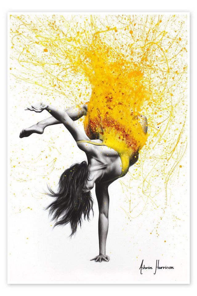 Posterlounge Poster Ashvin Harrison, Break Dance im gelben Kleid, Malerei von Posterlounge