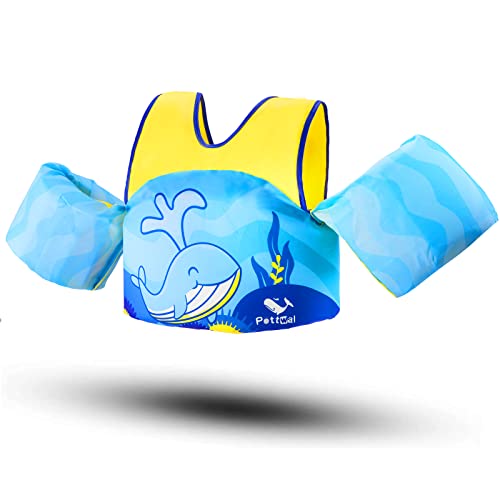 Pottwal Kinder Schwimmflügel – Floating Badeanzug Badebekleidung mit verstellbarem - Ideale für 3-6 Jahren 19-30 kg (Blau) von Pottwal