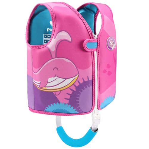 Pottwal Schwimmweste Kinder - Schwimmhilfe für 2-3 Jahre (15-19KG) - Hergestellt aus Neopren & EPE - mit Verstellbarem Schrittgurt - Rosa von Pottwal