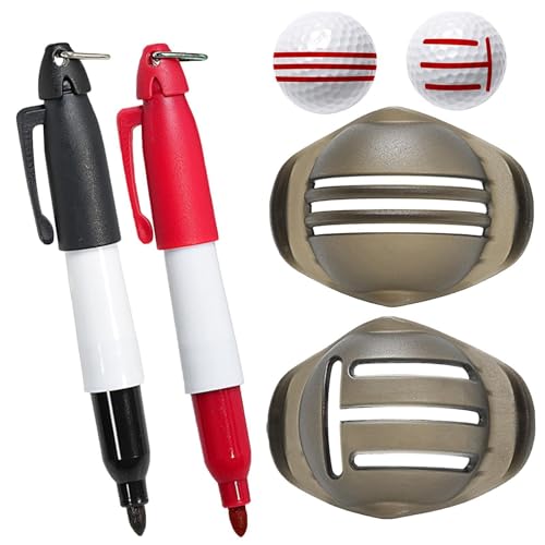 Poupangke Golfball-Marker, Putter-Ausrichtung, Maler-Schablone, Werkzeug, Golf-Marker mit Stift für Golf-Putter-Clips, Schablonenausrichtung, Golfball-Marker für Outdoor-Golftraining von Poupangke