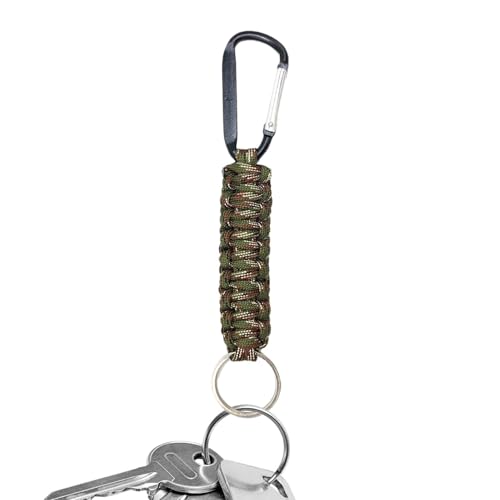 Poupangke Karabiner-Lanyard, Paracord-Schlüsselanhänger - Geflochtener Schlüsselanhänger Paracord Lanyard | Outdoor-Schlüsselanhänger-Bungee-Seil, robuste Bungee-Karabinerschnüre für Männer und von Poupangke