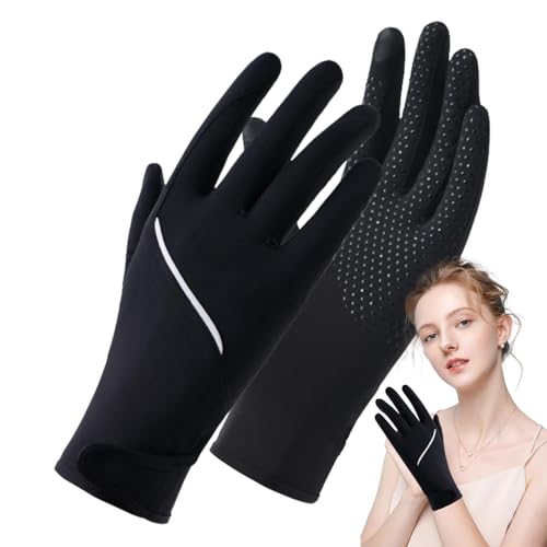 Poupangke Sonnenschutzhandschuhe für Damen,Sonnenschutzhandschuhe | UV-Schutz-Sonnencreme-Eisseide-Handschuhe,UV-Schutz, schweißabsorbierend, kühlende Sonnen-UV-Handschuhe zum Fahren, Radfahren von Poupangke