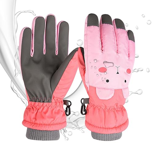 Poupangke Winterhandschuhe für Mädchen, gemütliche Handwärmenhandschuhe, wasserdichte Thermo-Skihandschuhe, verdickte Wintersporthandschuhe, rutschfest, für Kinder, , Mädchen von Poupangke