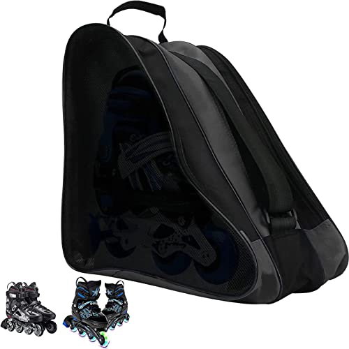 Rollschuh-Tasche, Unisex Schlittschuhtasche mit verstellbarem Schultergurt, atmungsaktive Skating-Schuhe Aufbewahrungstasche mit drei Lagen-Kapazitätstaschen als Rollschuh-Zubehör von Poupangke