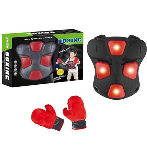 Box-Körperpolster, Box-Körperschutz | Musical Kinder Boxen Bauchpolster Boxjacke LED beleuchtet mit Handschuhen - Kinder-Boxschutzausrüstung für das -Fitnessstudio von Povanjer