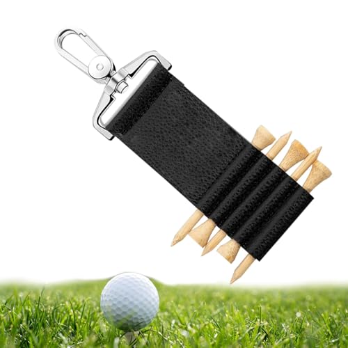 Golf-Tee-Gürtel, 5 Schlitze, PU-Leder, Golfball-Tee-Halter, tragbarer Aufbewahrungsbehälter für Golftasche, Gürtelclip von Povanjer