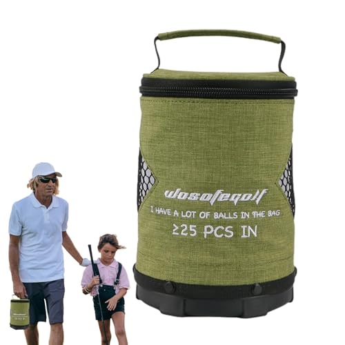Golfballtasche | Große Kapazität Golfball-Zylindertasche mit Reißverschluss | Leichter Golfsack, multifunktional, tragbar, leicht zugängliche Aufbewahrungstaschen für sicheren Transport von Povanjer