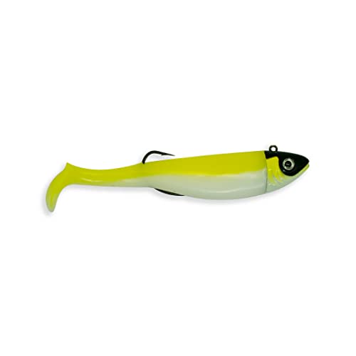 Bass Exciter Unkrautloser weicher Köder, 9 cm, 20 g, mit scharfem Schubhaken, erhältlich für Süß- oder Salzwasser, Angelgeschenke für Männer (2 Stück/Packung) (Gelb) von Power Cast