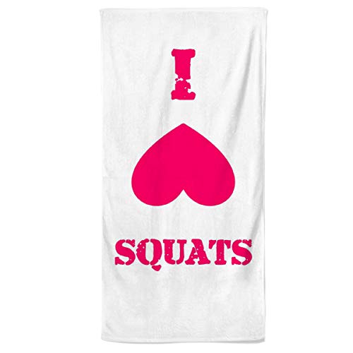 Power Towel das coole Fitness & Sport-Handtuch mit einer Botschaft| verschiedene Motivations-Quotes| Größe 50 cm x 100 cm | POWERTOWEL Handtuch Mikrofaser Baumwolle (I LOVE SQUATS) von Power Towel