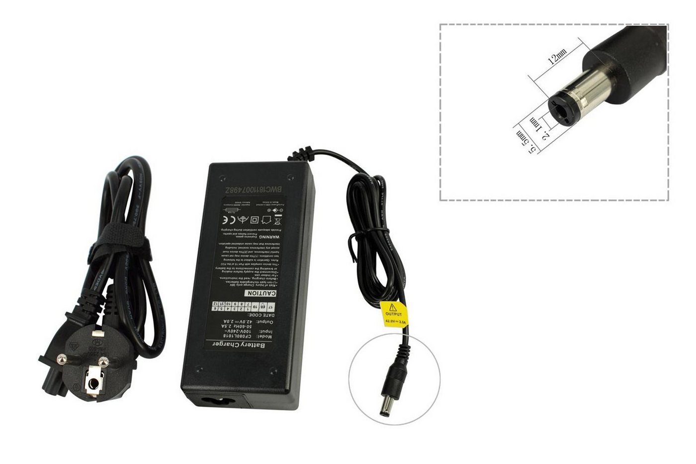 PowerSmart CF080L1018E.001 Batterie-Ladegerät (36V 2,0 A für eBike, 42 V Ausgang) von PowerSmart