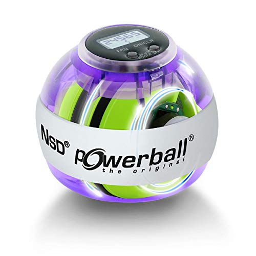 Powerball Autostart Multilight Max, gyroskopischer Handtrainer mit blau-rotem Lichteffekt inkl. Aufziehmechanik und Drehzahlmesser, transparent-violett, das Original von Kernpower von Powerball