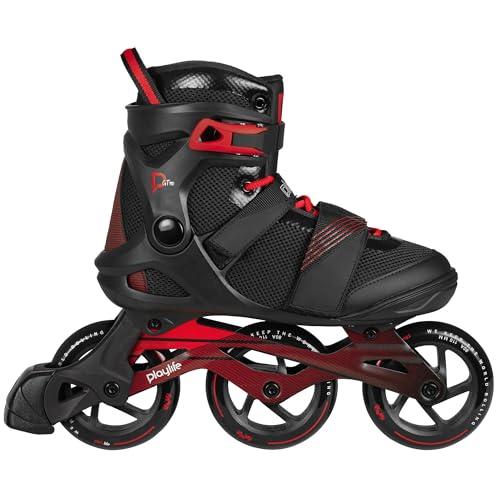 Playlife Inline Skates GT Black 110, Schwarz, Unisex für Herren und Damen, 110mm/80A Rollen, ABEC 7 Kugellager, Art. nr.: 880272 38 von Powerslide